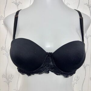 Marilyn Monroe Black Lace Wired Push Up Detachable Straps Bra - 38C